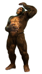 3D Rendering Sasquatch on White