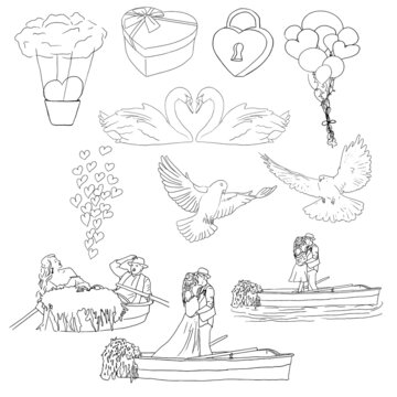Vector hand drawn clipart Valentine’s day isolated illustrations