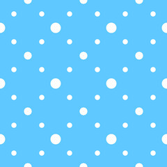 White dots on a blue backgrounds. Abstract seamless mosaic background. Pixels backdrop.