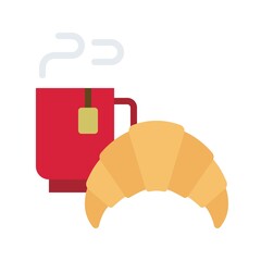 Croissant and Coffee icon, Christmas food and drink vector