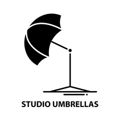 studio umbrellas icon, black vector sign with editable strokes, concept illustration