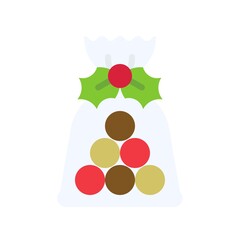 Candy bag icon, Christmas food and drink vector