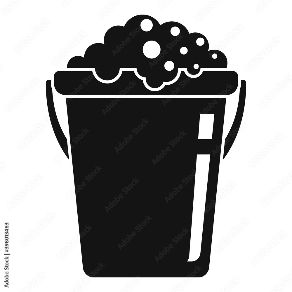 Poster wash soap bucket icon. simple illustration of wash soap bucket vector icon for web design isolated o