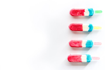 Top view of fruit ice cream or colorful popsicles