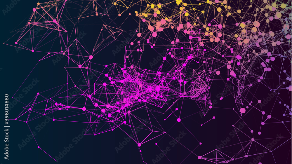 Poster abstract technology background of lines and dots