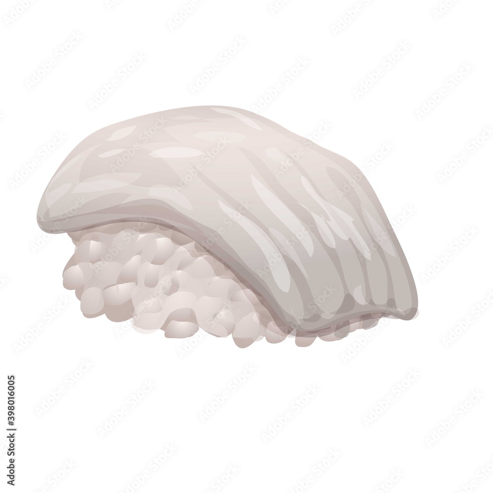Poster slice sushi roll icon. cartoon of slice sushi roll vector icon for web design isolated on white back