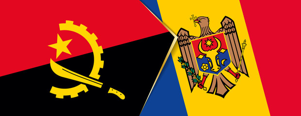 Angola and Moldova flags, two vector flags.
