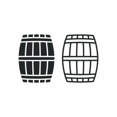 Wooden barrel vector icon. Beer and wine wood container symbol. Whiskey and rum brewery sign. Simple shape alcohol drink logo.