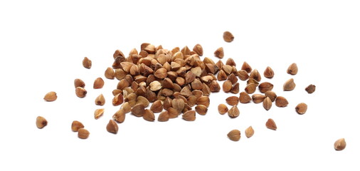 Buckwheat seed pile isolated on white background