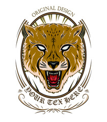 cheetah head on vintage style 