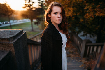 portrait of a woman in a park with healthy hair