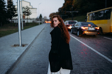 woman walking in the city