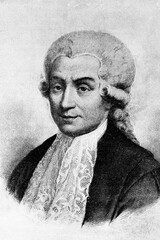 Fototapeta premium Luigi Galvani. Famous Italian physician, pioneering bioelectricity. 1737-1798. Antique illustration. 1899.