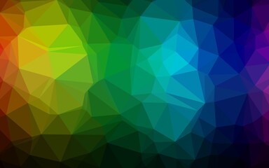 Dark Multicolor, Rainbow vector polygon abstract background.