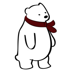 A cute polar bear in red scarf