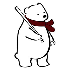 A cute polar bear going play to baseball
