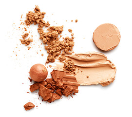 Makeup foundation, face powder and eye shadow