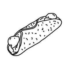 Cannoli Icon. Doodle Hand Drawn or Outline Icon Style