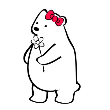 A cute polar bear with flower