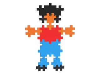Abstract boy figure from puzzle pieces