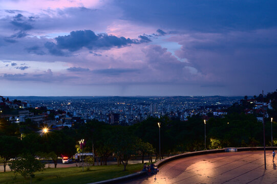 pra&ccedil;a do papa praca do papa belo horizonte minas gerais brazil square sunset rainy day night brasil brazil