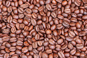 Roasted coffee beans texture.