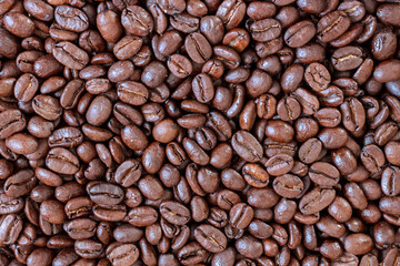 Roasted coffee beans texture.