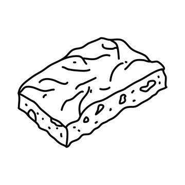 Focaccia Icon. Doodle Hand Drawn or Outline Icon Style