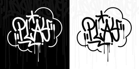 Word Play Abstract Hip Hop Hand Written Graffiti Style Vector Illustration - obrazy, fototapety, plakaty