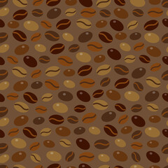 Coffee beans, vector seamless pattern