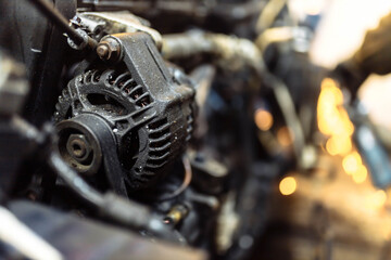old car generator, power system concept.