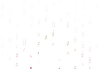 Light Green, Red vector template with musical symbols.