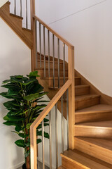 Beautiful modern wooden spiral staircase