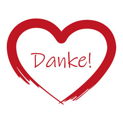 red heart with german text thank you isolated on white vector illustration EPS10