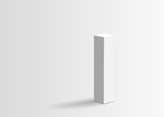 Simple design of 1 white bar column on white background. 3d rendering,  White Grey gradient design monochrome . Many Business Concept  