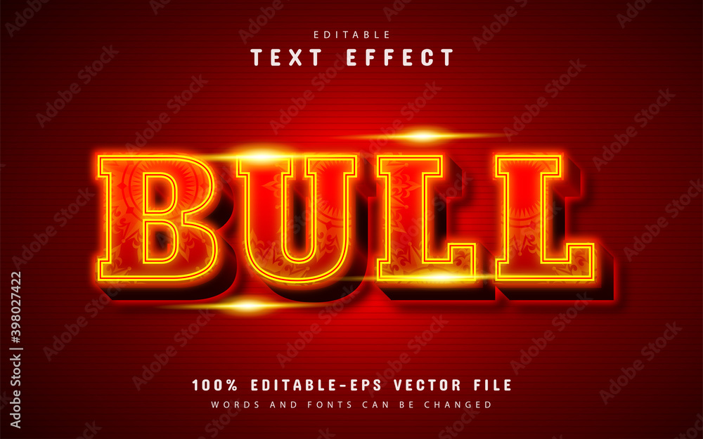 Wall mural editable bull text effect