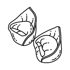 Tortellini Icon. Doodle Hand Drawn or Outline Icon Style