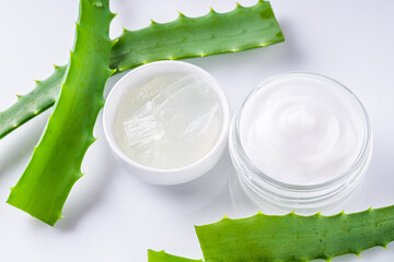 natural aloe vera cream on a white background