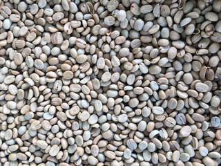 Roasted and dried coffee beans background.