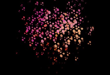 Dark Red, Yellow vector background with lamp shapes.