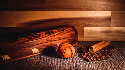 Incense with coffee, tangerine and cinnamon