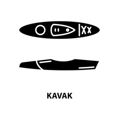 kavak icon, black vector sign with editable strokes, concept illustration