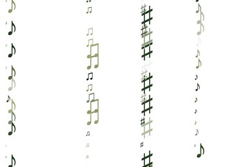 Fototapeta premium Light Green vector background with music symbols.