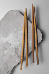 Japanese sushi chopsticks and sauce bowl. tasty soy sauce. Chopsticks.