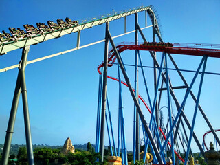 Roller coaster in an amusement park