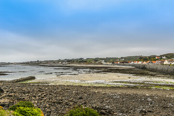 Rocquaine Bay near Saint Peter Port. Saint Peter Port - capital of Guernsey - British Crown dependency in English Channel off the coast of Normandy.