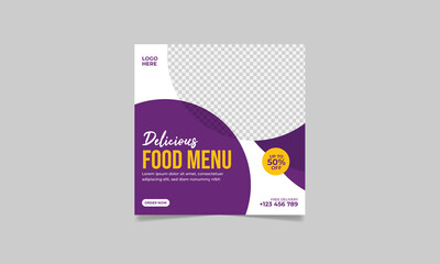 Fototapeta premium Restaurant fast food social media post template or square banner