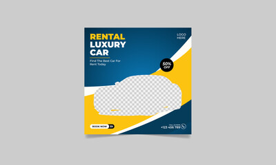 Obraz premium Luxury car rental or sale social media post advertising banner template