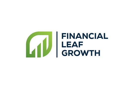 financial growth leaves logo design vector