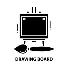 drawing board icon, black vector sign with editable strokes, concept illustration